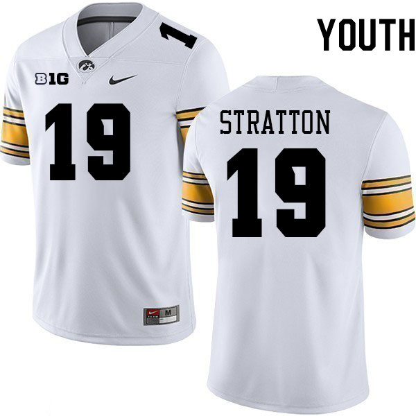 Youth #19 Jackson Stratton Iowa Hawkeyes College Football Jerseys Stitched-White